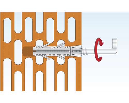 Fixation d''une vis avec cheville dans une brique perforée
