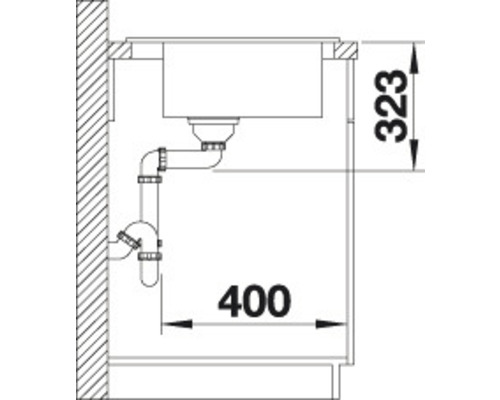 Schéma technique d''un évier avec dimensions