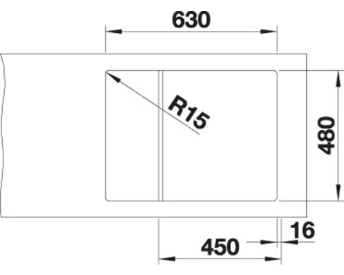 Schéma technique d''un évier avec dimensions