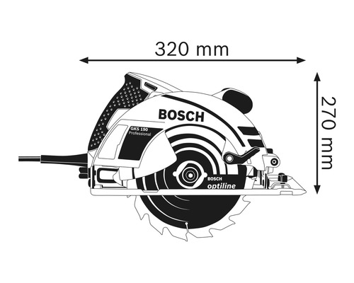 Dimensions de la scie circulaire portative