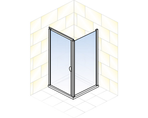 Douche d''angle avec portes en verre