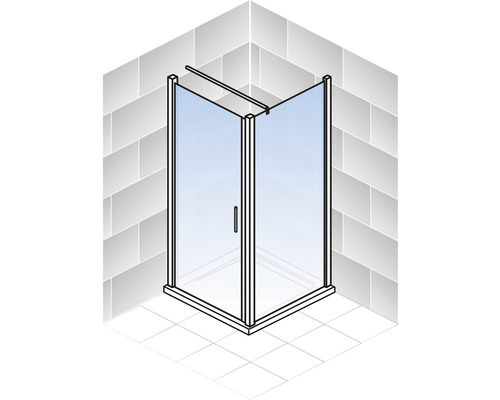Cabine de douche d''angle avec porte en verre et cadre