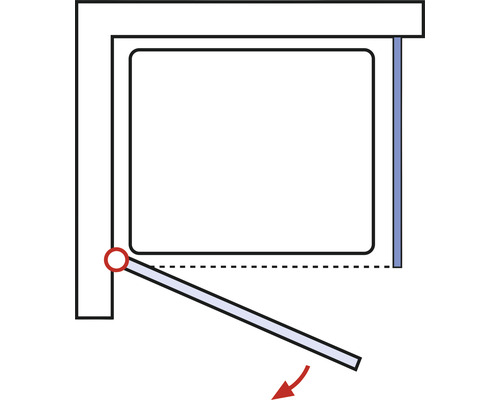 Schéma d''une paroi de baignoire pivotante