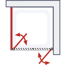 Duschtür mit Seitenwand mit Pendeltür SCHULTE Alexa Style 2.0 ExpressPlus 90 x 90 cm Profil aluminium Klarglas schmutzabweisende Glasbeschichtung inkl. Duschwanne