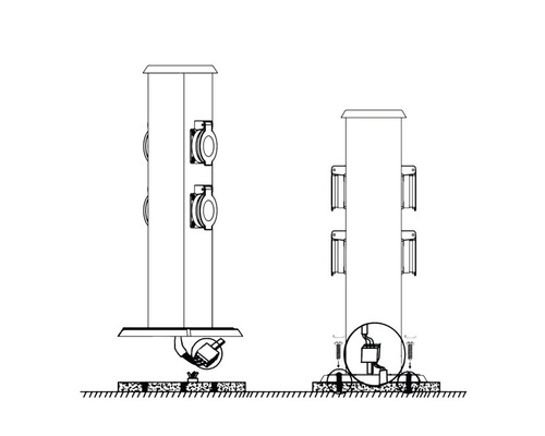 Illustration d''une borne de recharge avec instructions de montage