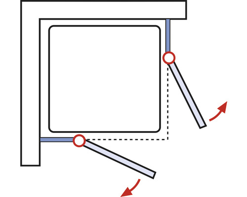 Ferrure coulissante pour portes de placard avec flèches indiquant le sens du mouvement