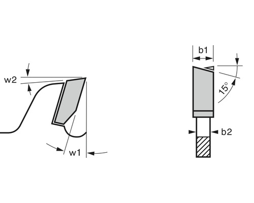 Schéma de la géométrie de l''outil avec indications d''angles