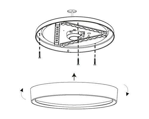 Instructions de montage pour un plafonnier LED avec vis