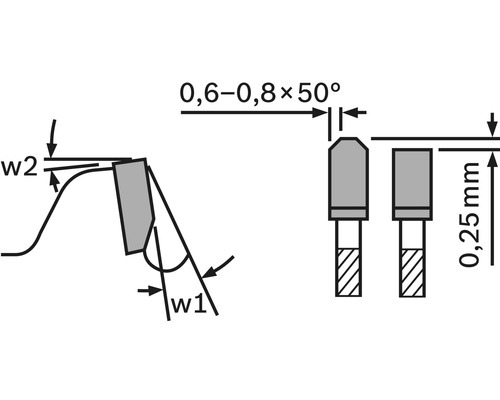 Dessin technique d''une géométrie de fraise à chanfreiner avec indications de dimensions