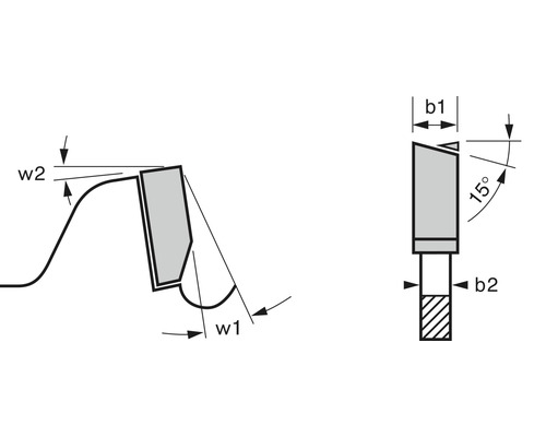 Dessin technique d''une fraise avec indications d''angle