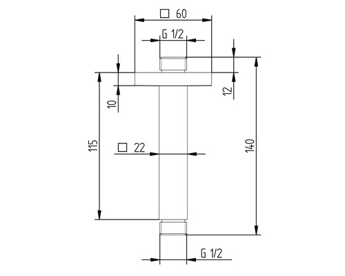 Schéma technique d''un siphon avec indications de dimensions