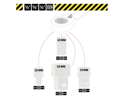 Steckschlüssel Adapterset mit verschiedenen Größen