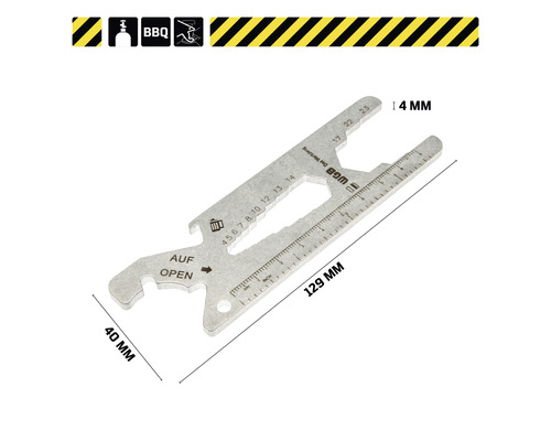 Multifunktionswerkzeug aus Metall, 129 Millimeter lang