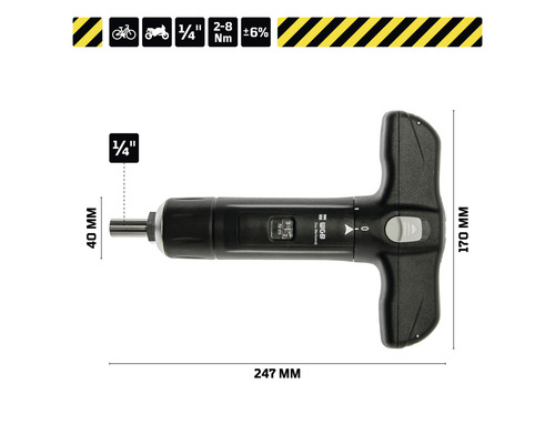 Drehmomentschlüssel mit T-Griff, 1/4 Zoll, geeignet für Fahrräder und Motorräder