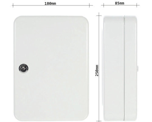 Boîte à clés avec serrure, dimensions 180 x 250 x 85 millimètres