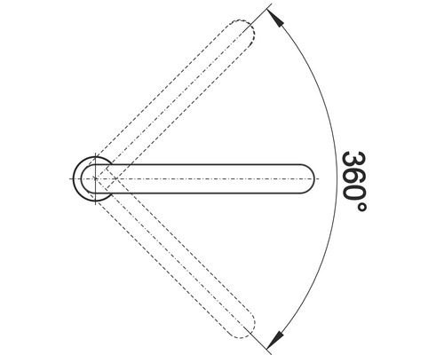 Illustration d''une poignée de porte pivotante à 360 degrés.