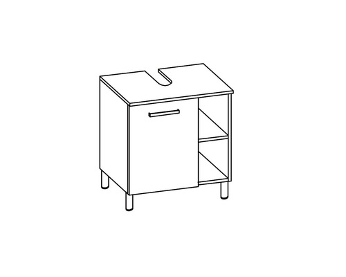 Meuble sous-lavabo avec porte et étagères ouvertes