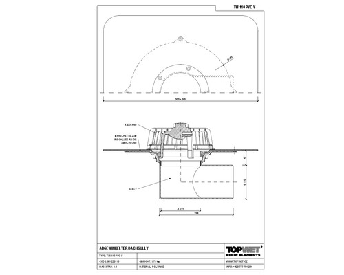 TopWet Dachgully horizontal mit integrierter PVC-Kunstoffdichtungsbahn DN 110 mm