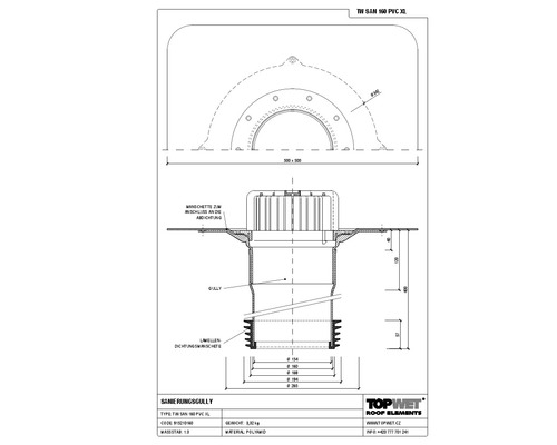 TopWet Sanierungsgully mit integrierter PVC-Manschette NW 160 mm H = 400 mm