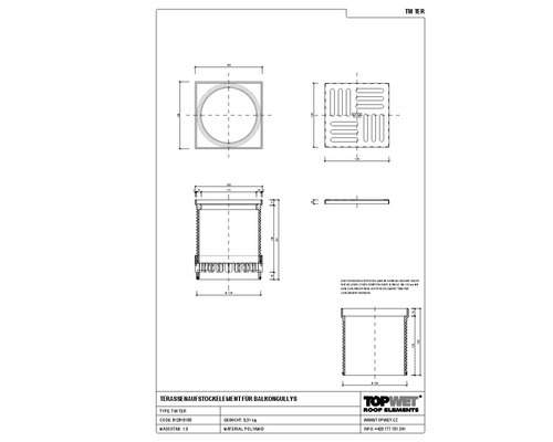 TopWet Terrassenaufstockelement Ø 129 mm H = 161 mm
