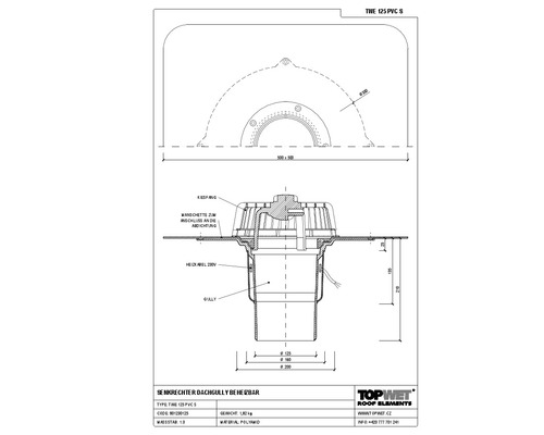 TopWet Dachgully senkrecht mit integrierter beheizbarer PVC-Maschette NW 125 mm H =210 mm
