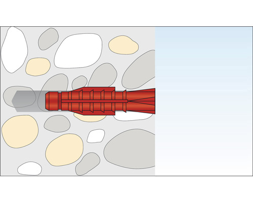 Illustration d''une fixation par cheville dans un mur