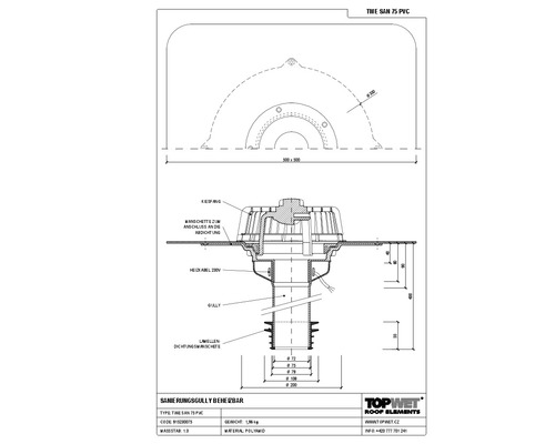 TopWet Sanierungsgully mit integrierter und beheizbarer PVC-Manschette NW 75 mm H = 400 mm