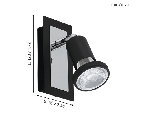 Wandleuchte mit den Maßen 120 x 60 mm