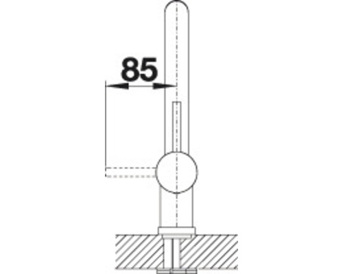 Technische Zeichnung einer Armatur mit Maßangabe 85