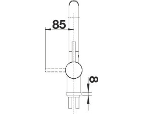 Technische Zeichnung eines Sanitärprodukts mit den Maßen 85 und 8