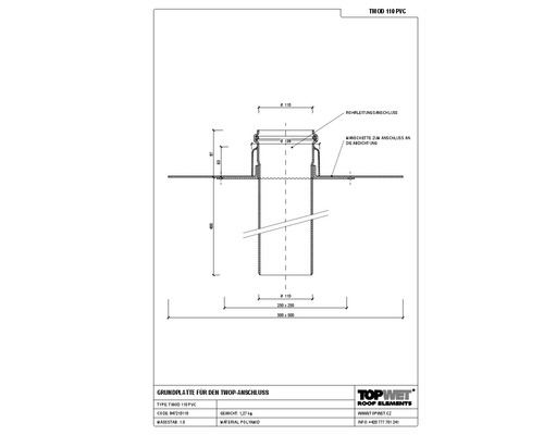 TopWet Dampfsperre-Durchführung mit integrierter Bitumen-Manschette NW 110 mm H = 200+97 mm