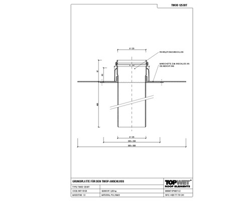 TopWet Dampfsperre-Durchführung mit integrierter PVC-Manschette NW 110 mm H = 200+97 mm