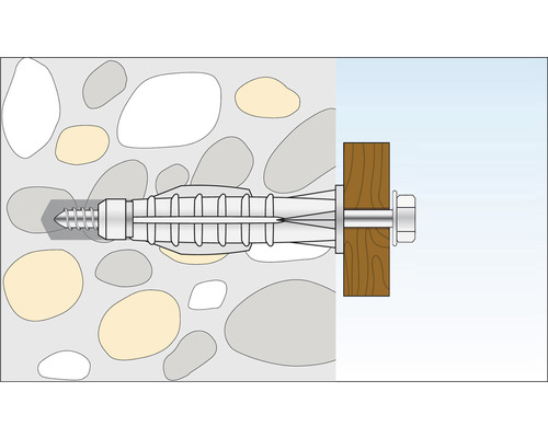 Illustration d''une cheville dans la pierre et le bois