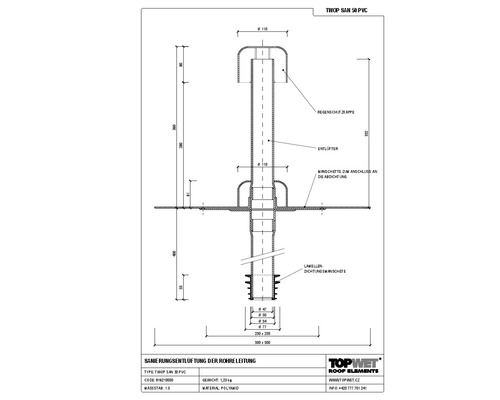 TopWet Sanierungsentlüftung mit integrierter PVC-Manschette NW 50 mm H = 200+332 mm