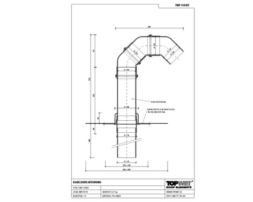 TopWet Kabeldurchführung mit integrierter Bitumen-Manschette NW 110 mm H = 200+523 mm