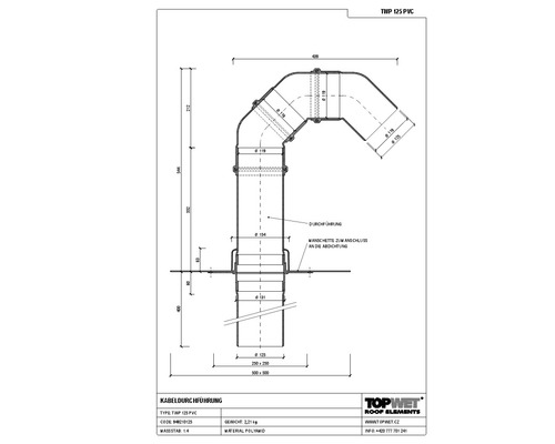 TopWet Kabeldurchführung mit integrierter PVC-Manschette NW 125 mm H = 200+523 mm