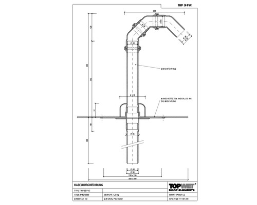 TopWet Kabeldurchführung mit integrierter PVC-Manschette NW 50 mm H = 200+523 mm