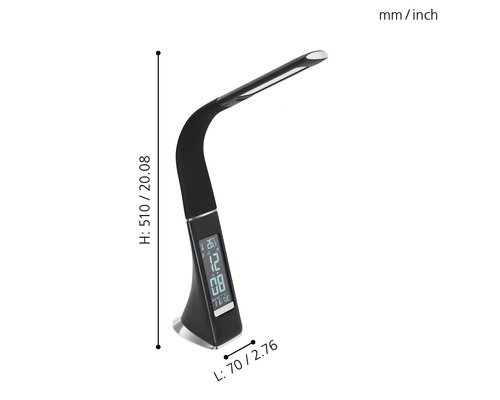 Lampe de bureau avec affichage numérique et dimensions 510 x 70 millimètres