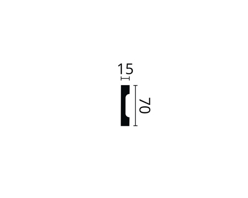 Schéma coté d''une plinthe de dimensions 15 et 70.