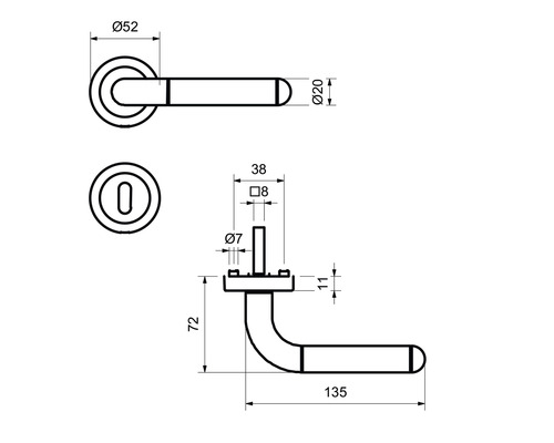 Schéma technique d''une garniture de porte avec dimensions