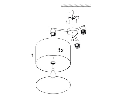 Instructions de montage pour plafonnier avec trois abat-jour