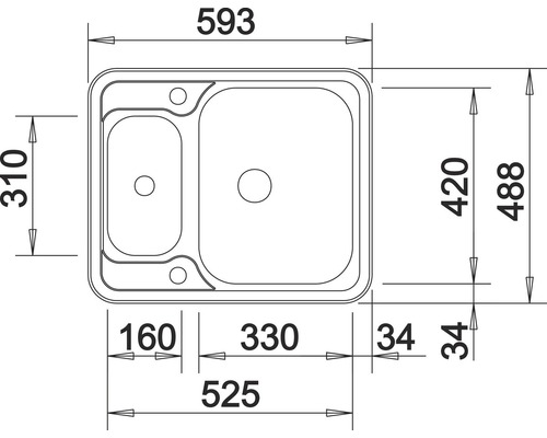 Dimensions d''un évier à deux bacs