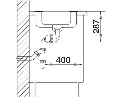 Schéma d''un évier avec les dimensions pour l''installation