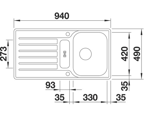 Dessin d''un évier de cuisine avec dimensions