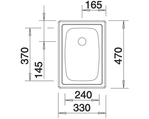 Évier Blanco TOP EE 3 X 4 330 x 470 mm acier inoxydable finition naturelle 501067 Schéma technique d''un receveur de douche avec dimensions