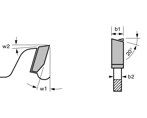 Dessin technique d''une fraise à rainurer avec indications de dimensions
