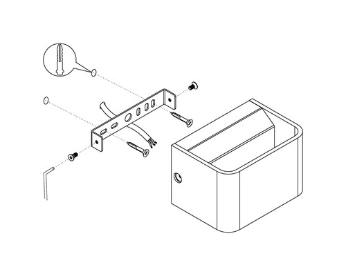 Explosionszeichnung einer Wandleuchte mit Montageelementen