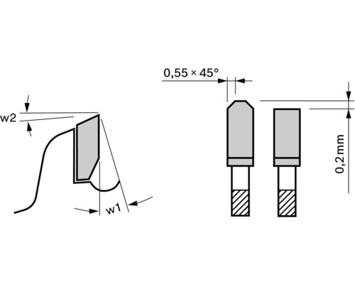 Dessin technique d''une pointe de fraise avec indications de dimensions