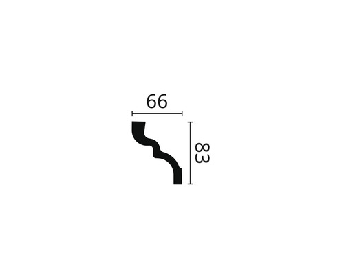 Dimensions d''une moulure décorative : 66 x 83 millimètres