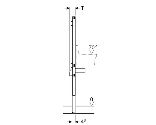 Schéma de l''élément de bâti-support avec indications de dimensions pour installation sanitaire
